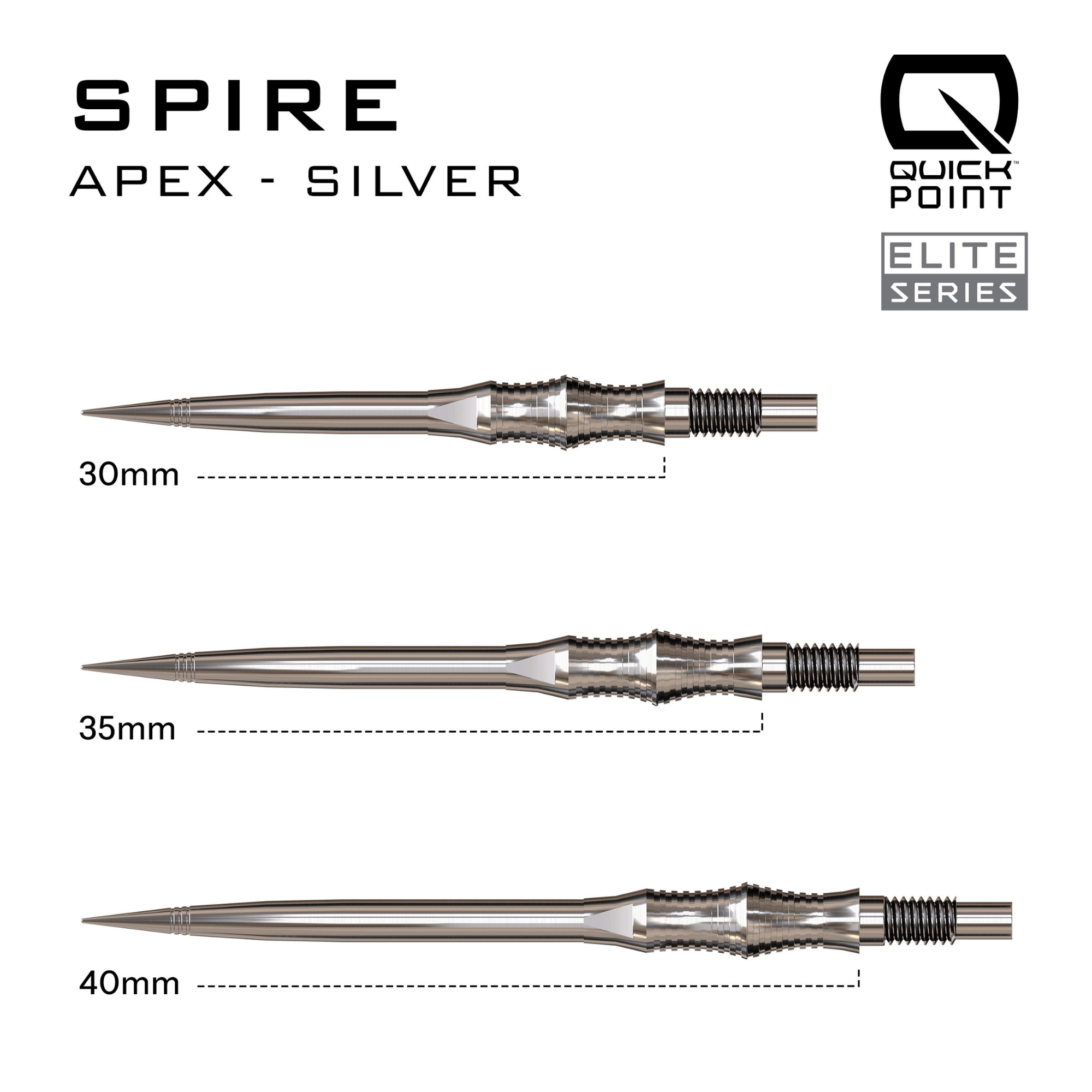 Harrows Apex Spire Elite Series Quick Point Spitzen Silver Maße