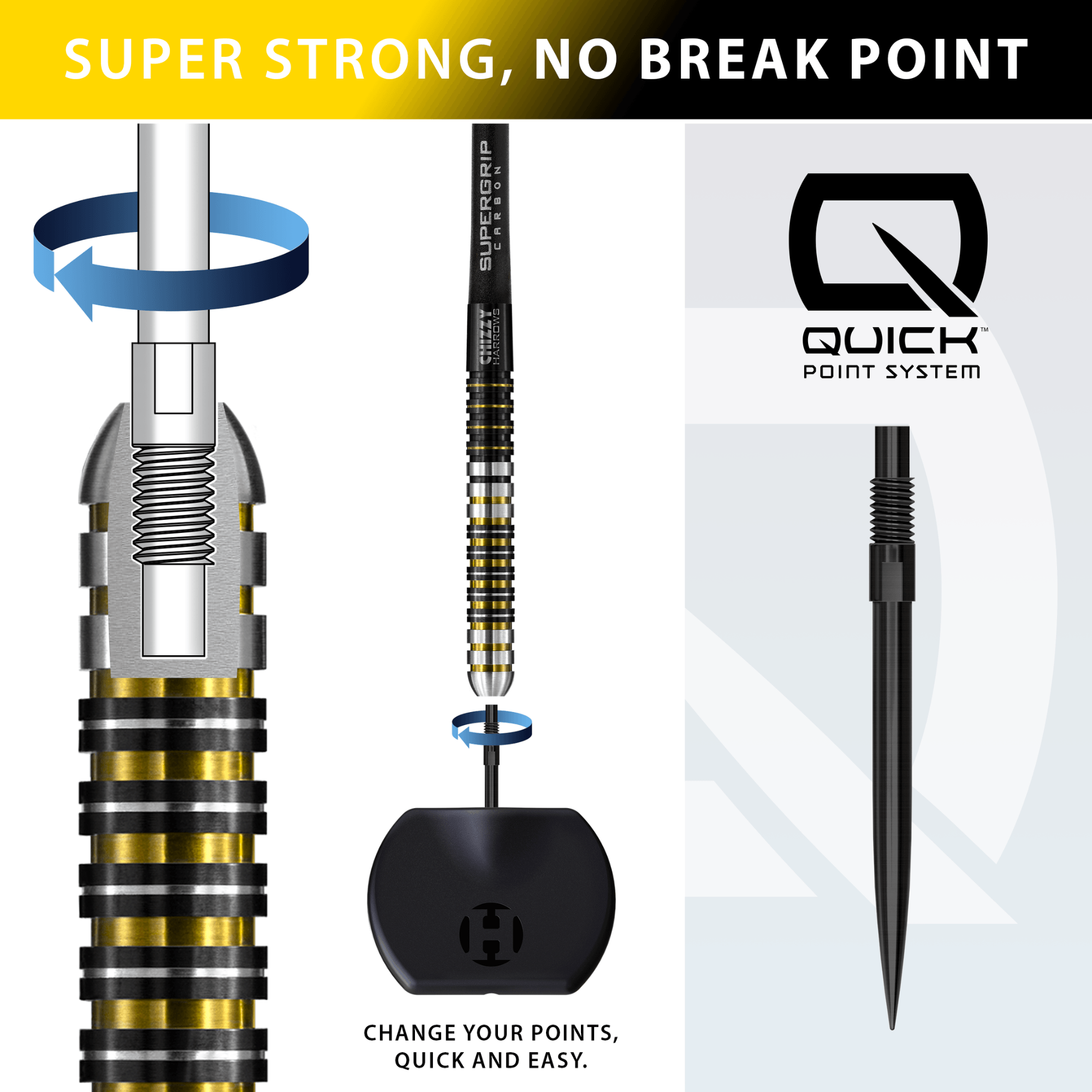 Harrows Chizzy Quick Point Steeldarts Details QP