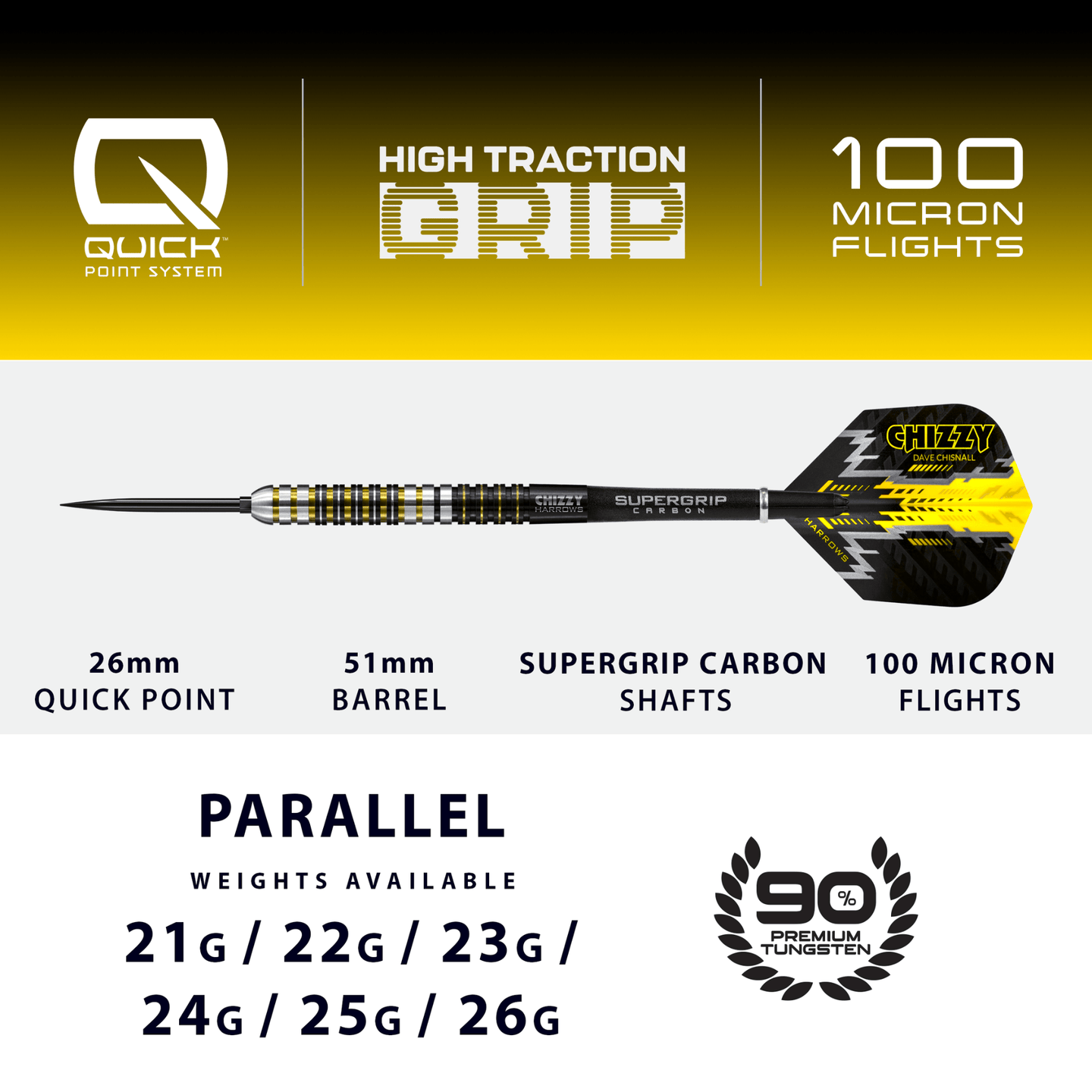 Harrows Chizzy Quick Point Steeldarts Maße