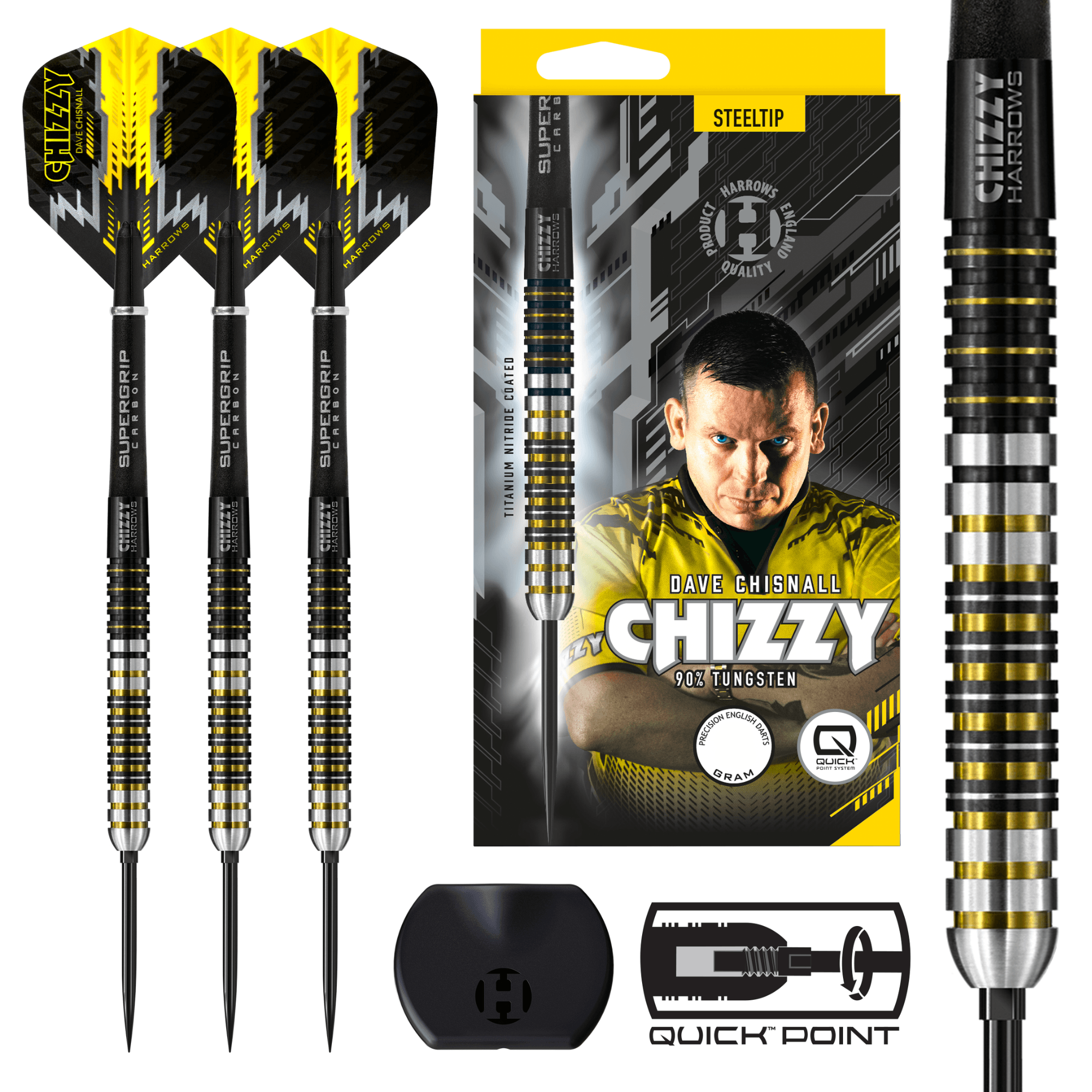Harrows Chizzy Quick Point Steeldarts Packungsinhalt