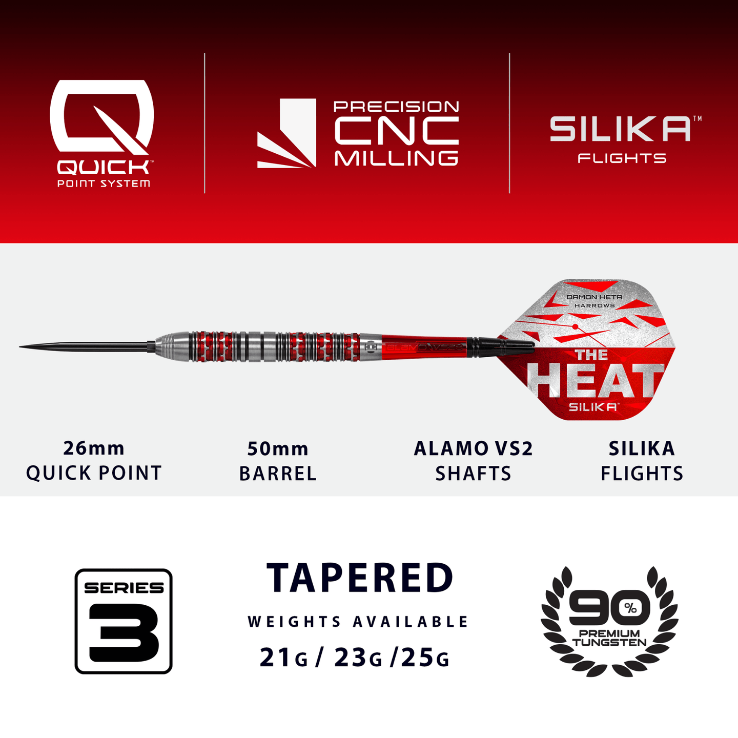 Harrows Damon Heta Series 3 Quick Point Steeldarts Maße