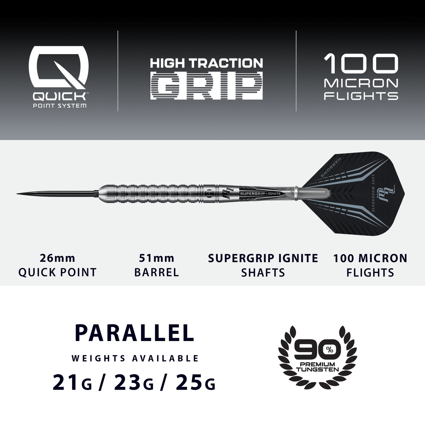 Harrows Luke Woodhouse Quick Point Steeldarts Maße