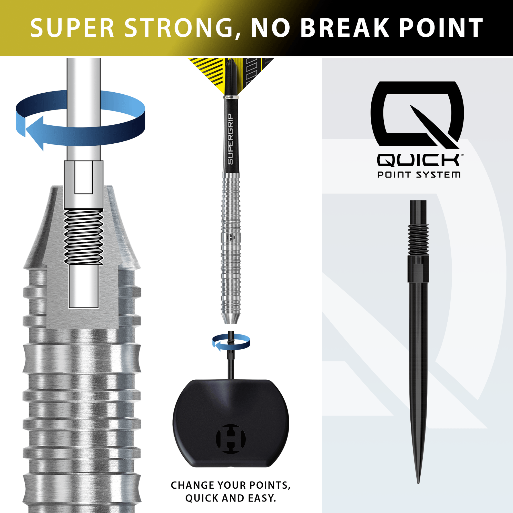 Harrows NX90 Parallel Quick Point Steeldarts Detail QP