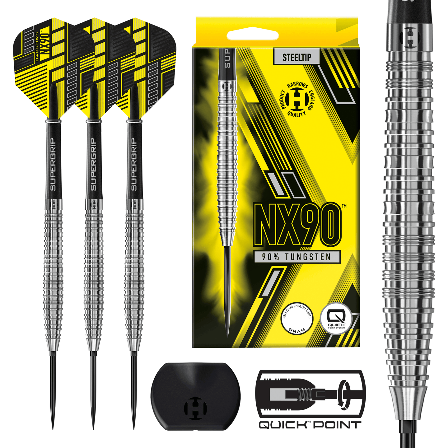 Harrows NX90 Tapered Quick Point Steeldarts Packungsinhalt