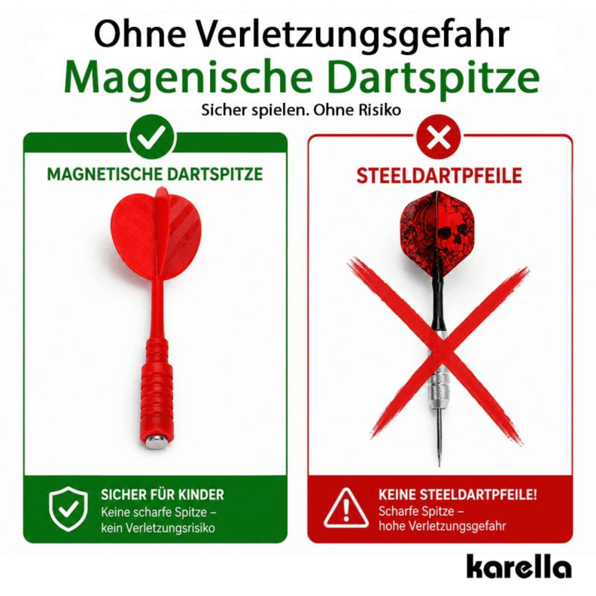 Karella Magnet Dartpfeile - gelb Unterschied zwischen Erwachsenen Darts