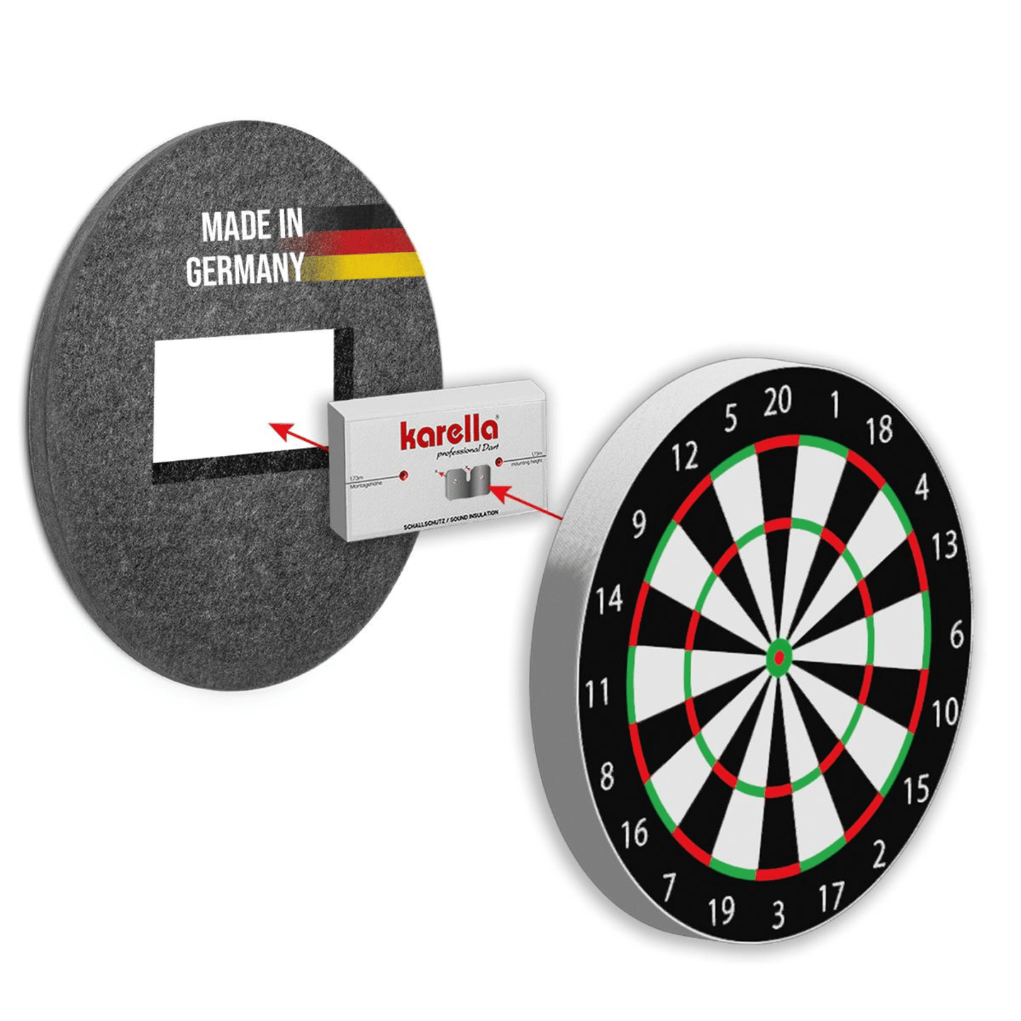 Karella Schallschutz Small für Steel Dartboards Aufbau