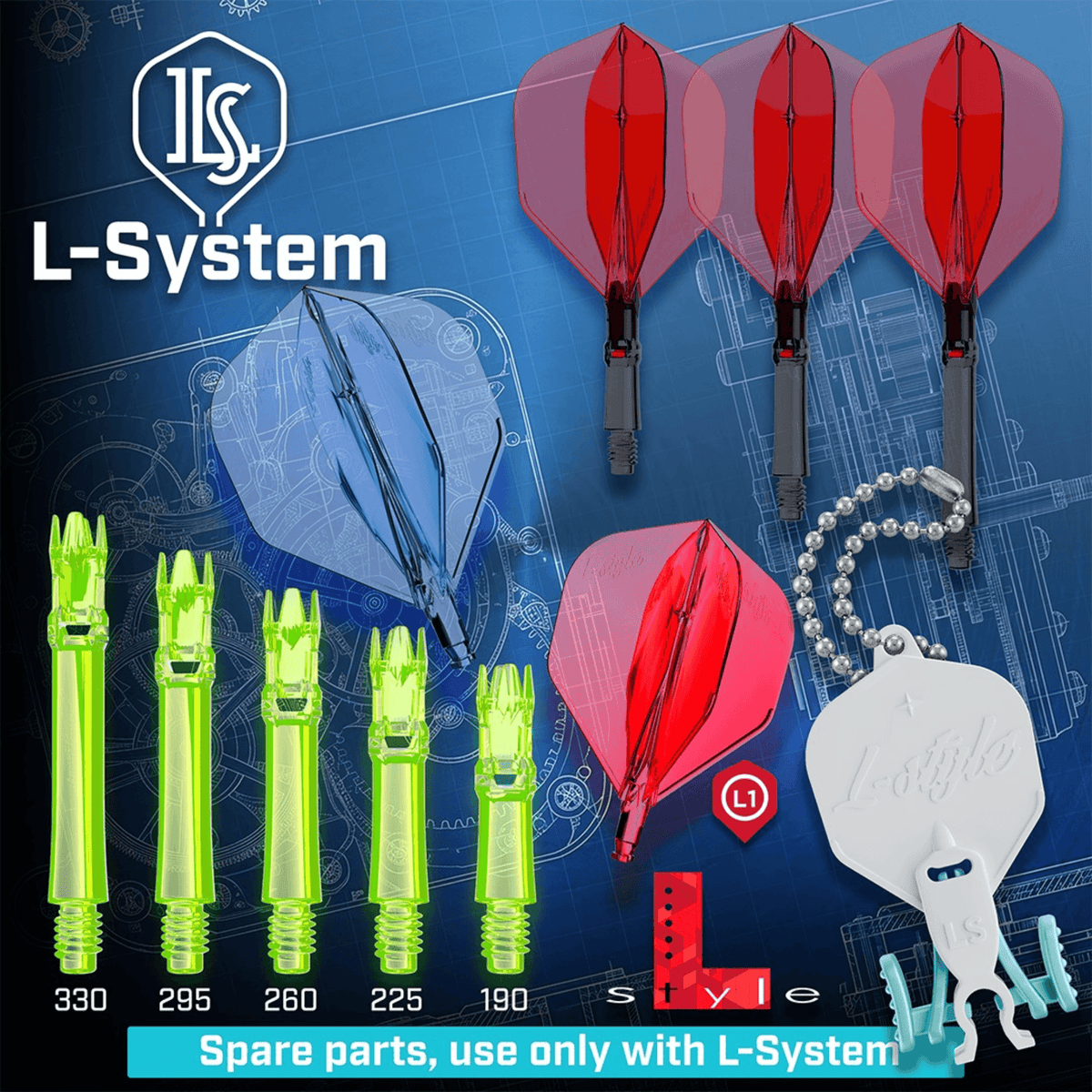 L-Style L-System Spare Flight L1 Clear Blue - 1 Stück Auswahl