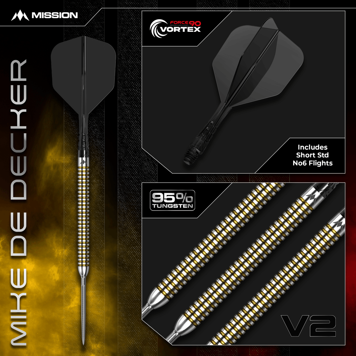 Mission Mike De Decker V2 Rapid Point Steeldarts Details Flight