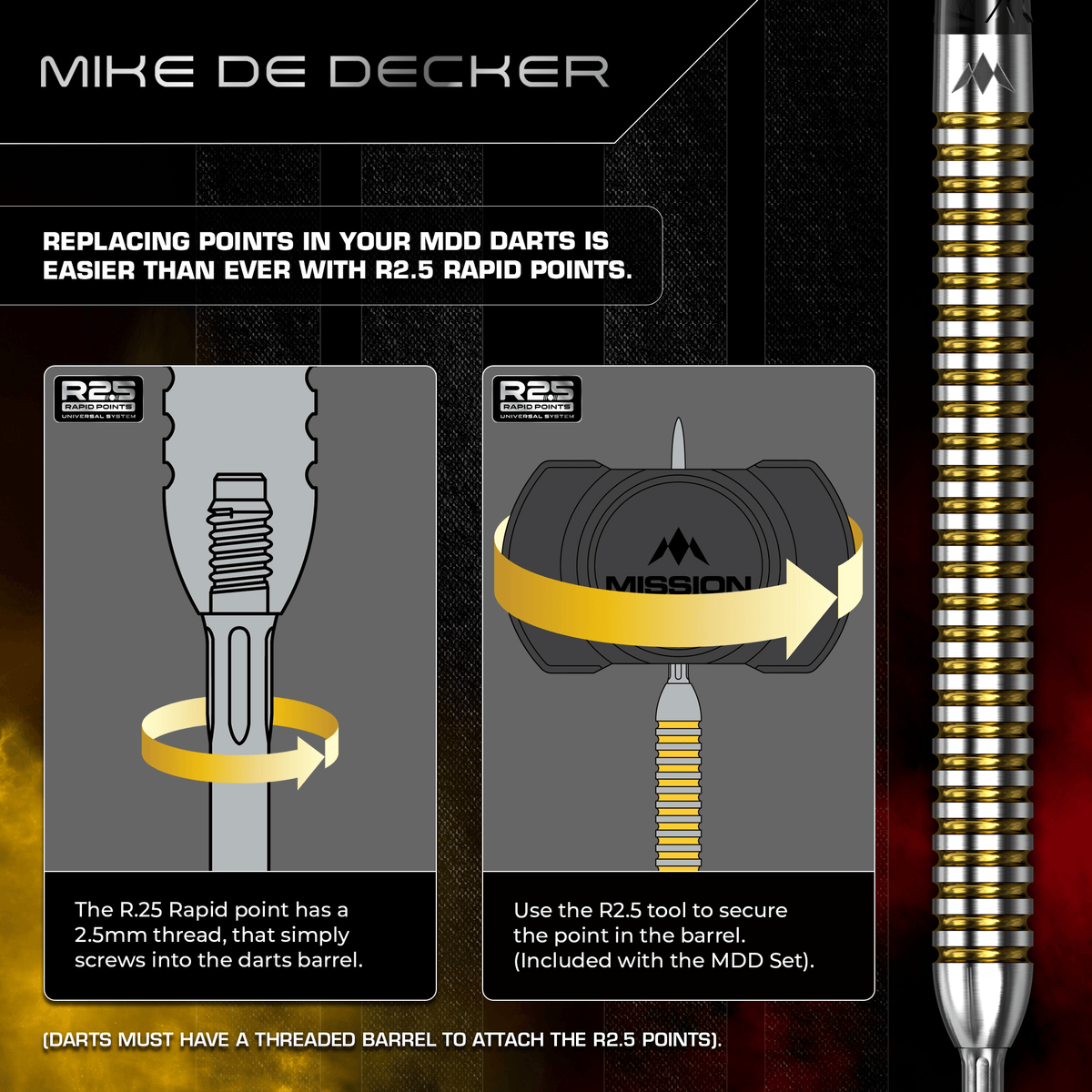 Mission Mike De Decker V2 Rapid Point Steeldarts Details Rapid Point