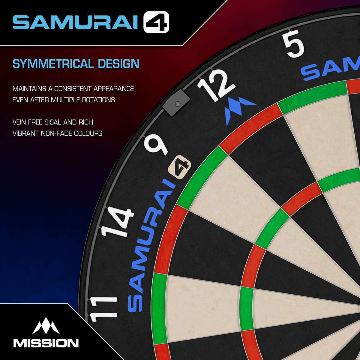 Mission Samurai 4 Dartboard White Spider Details Design