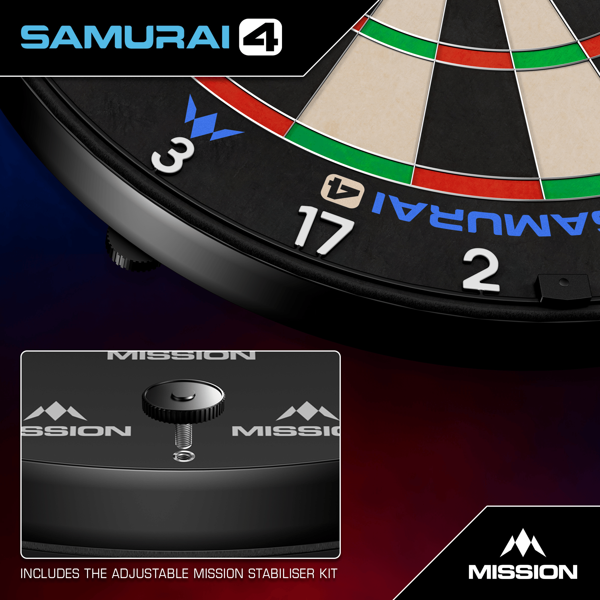 Mission Samurai 4 Dartboard White Spider Montagedetails