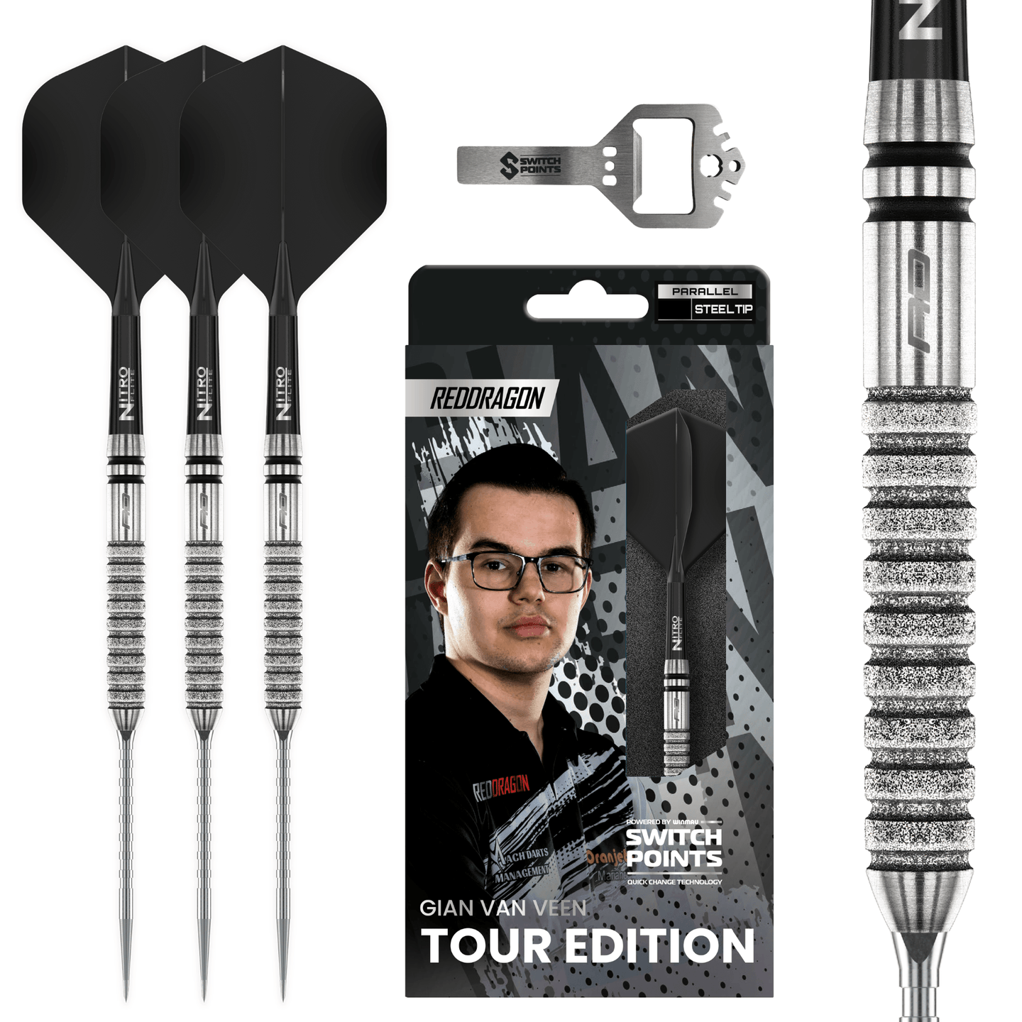 Red Dragon Gian van Veen Tour Edition Switch Point Steeldarts Verpackung