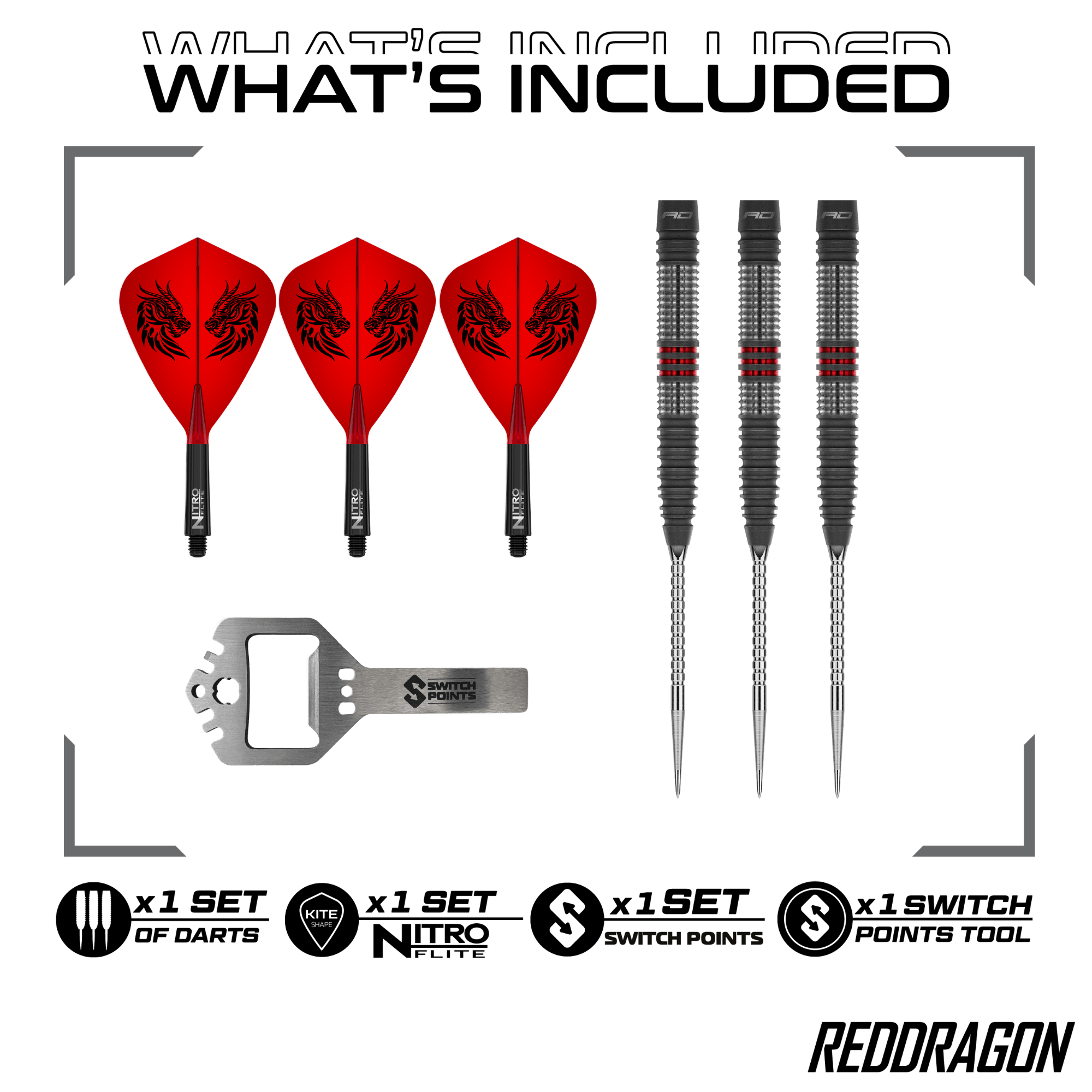 Red Dragon Jonny Clayton Hiraeth Switch Point Steeldarts Packungsinhalt