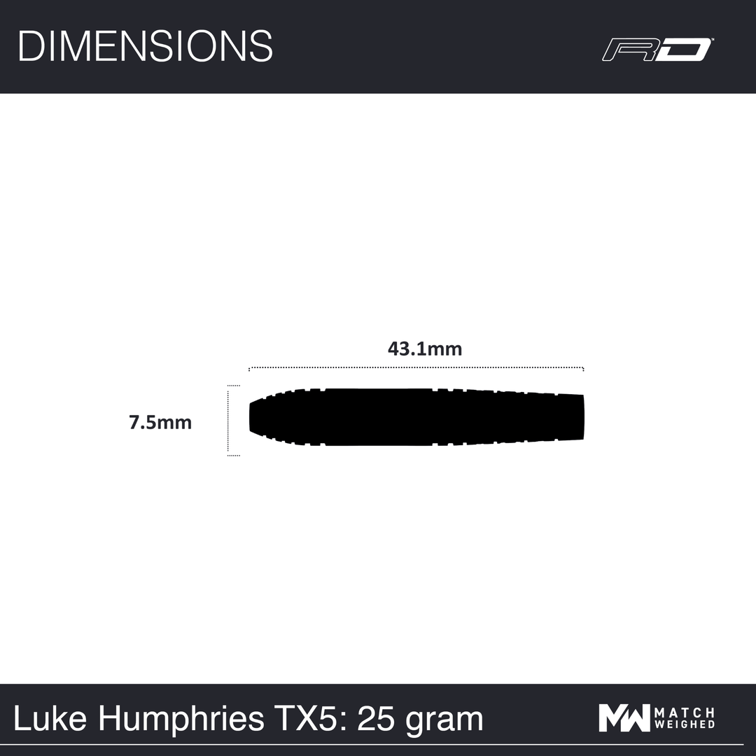 Red Dragon Luke Humphries TX5 Steeldarts Maße 25g