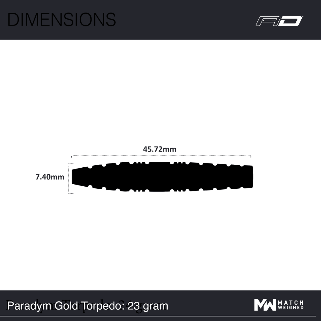 Red Dragon Paradym Gold Torpedo Steeldarts Maße 23g