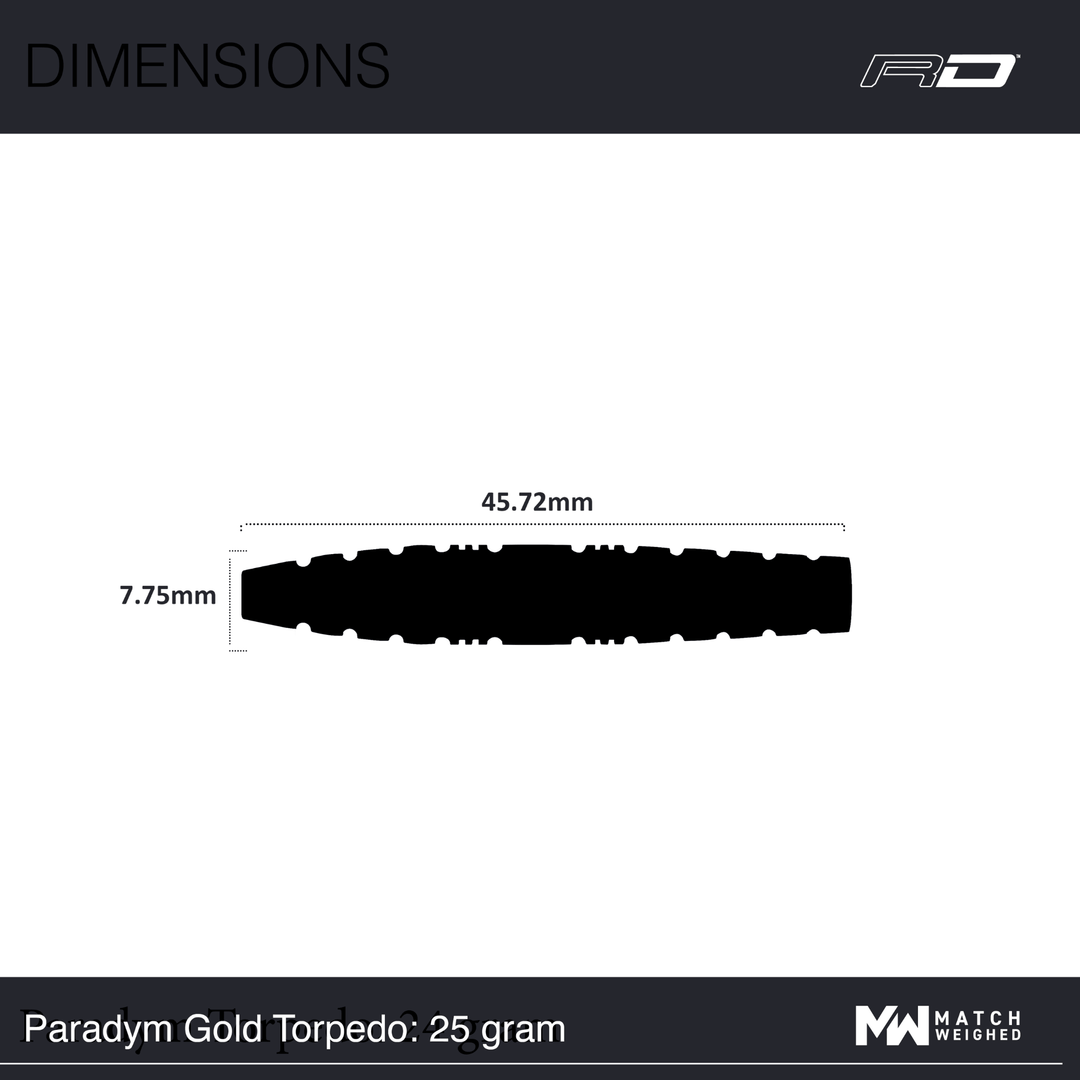 Red Dragon Paradym Gold Torpedo Steeldarts Maße 25g
