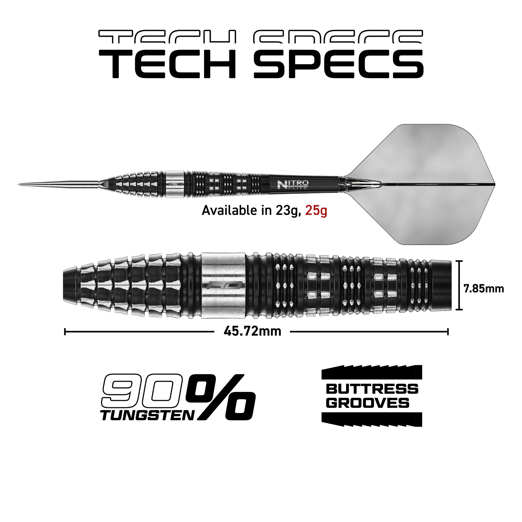 Red Dragon Recon Torpedo Switch Point Steeldarts Maße 25g