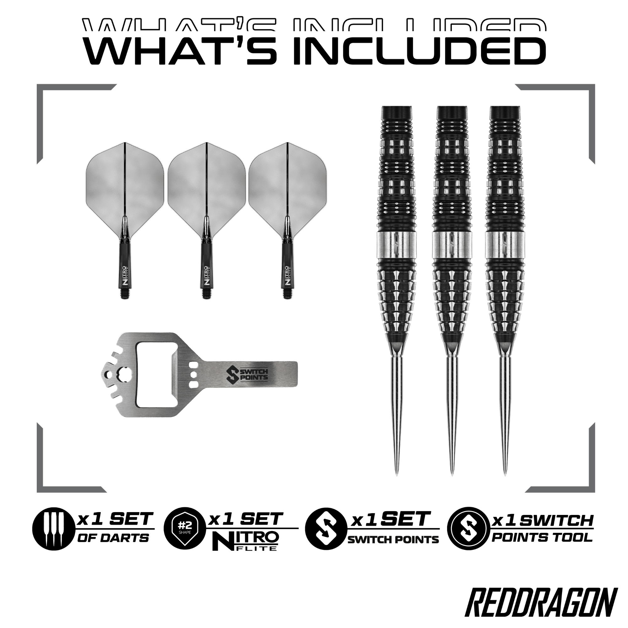 Red Dragon Recon Torpedo Switch Point Steeldarts Packungsinhalt