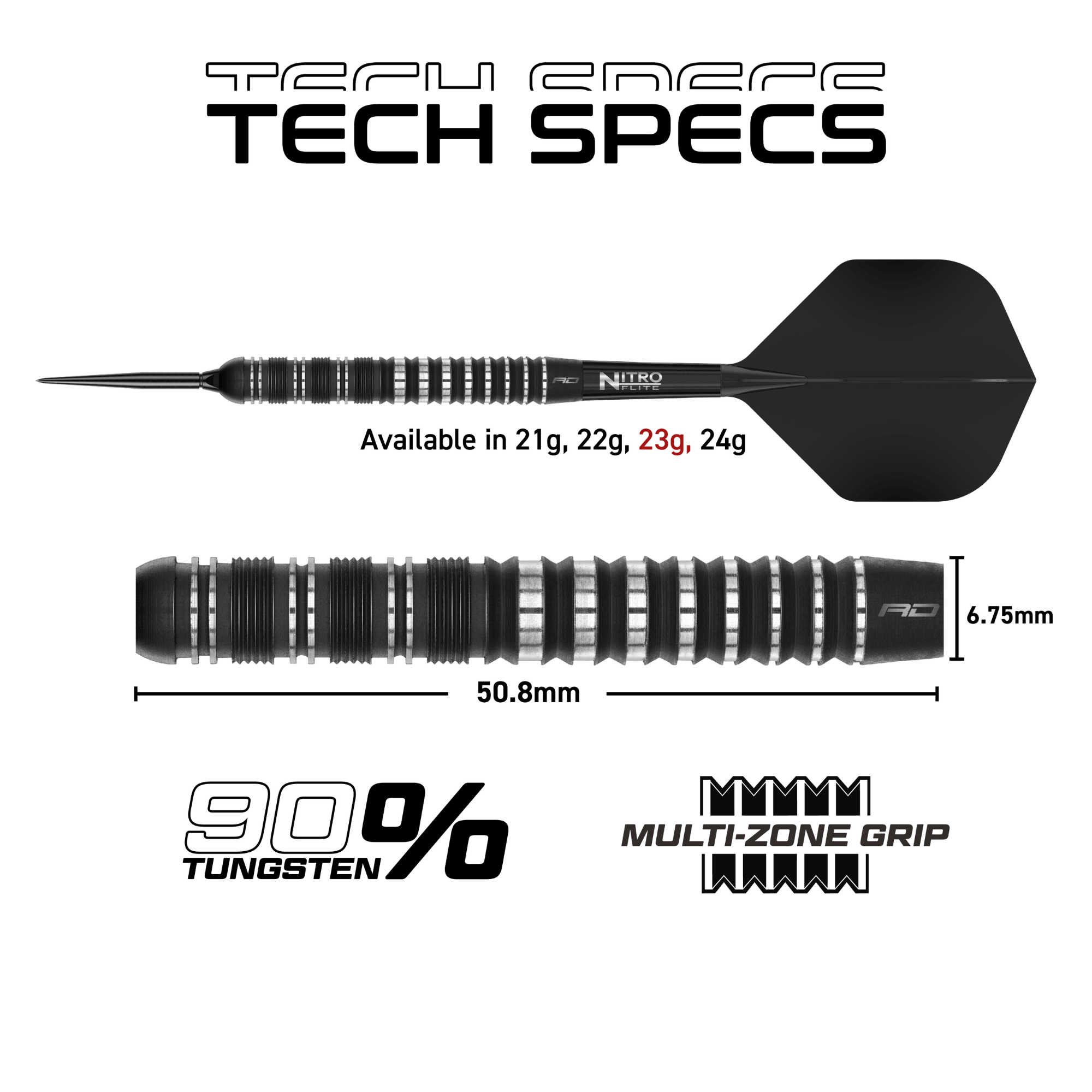 Red Dragon Sable Parallel Switch Point Steeldarts Maße 23g