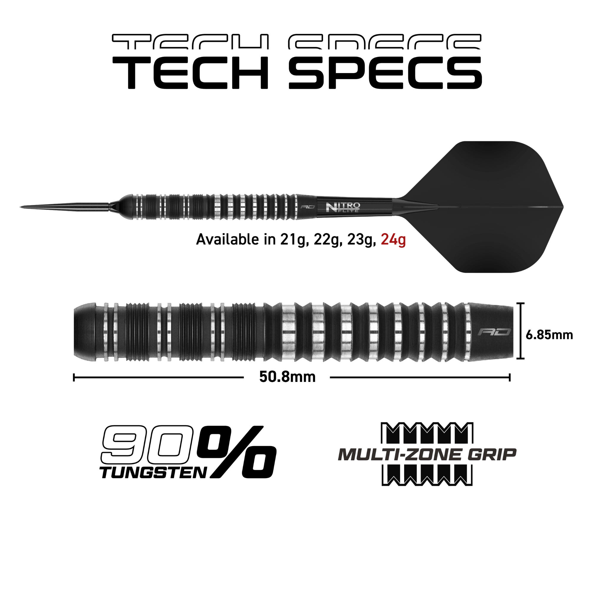 Red Dragon Sable Parallel Switch Point Steeldarts Maße 24g