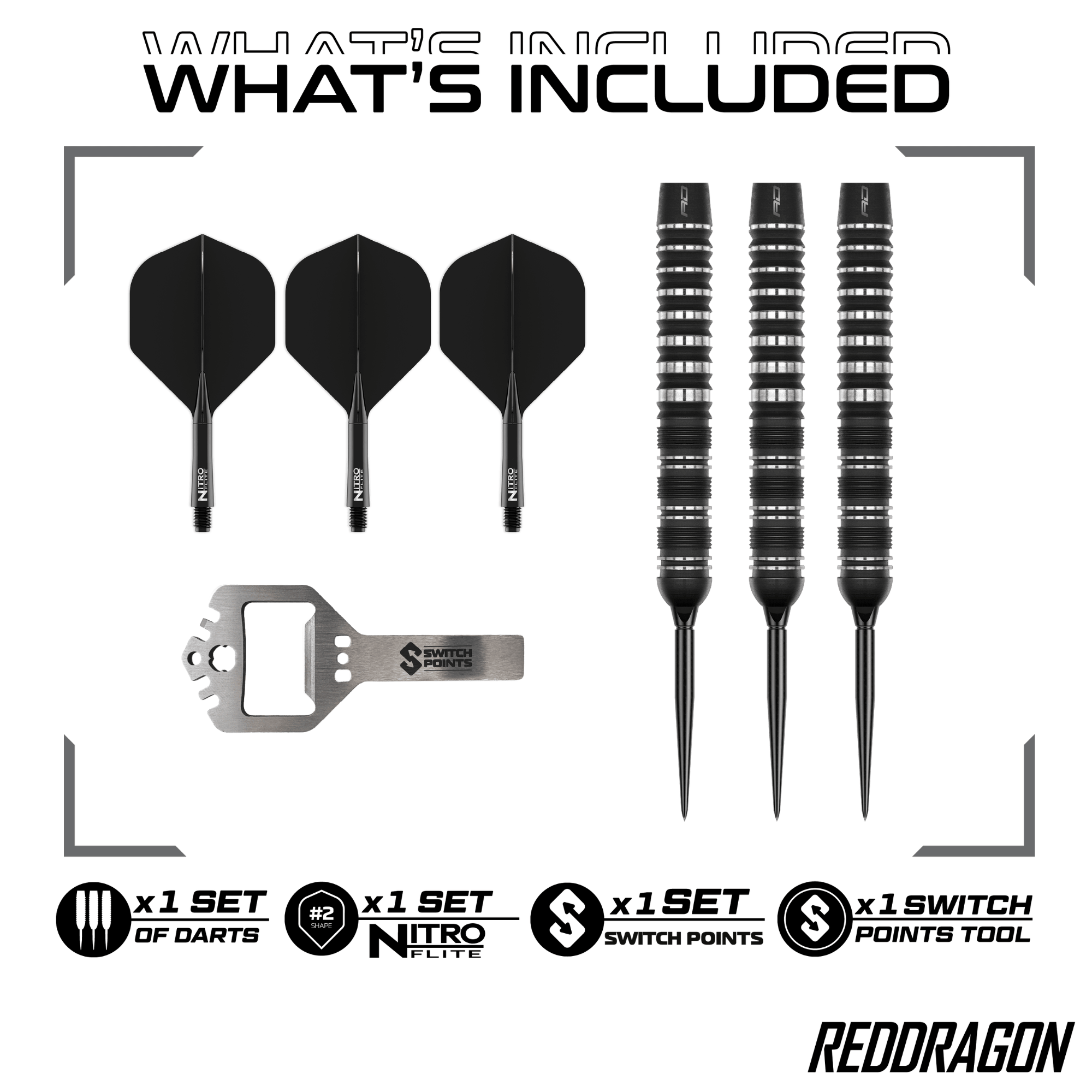 Red Dragon Sable Parallel Switch Point Steeldarts Packungsinhalt
