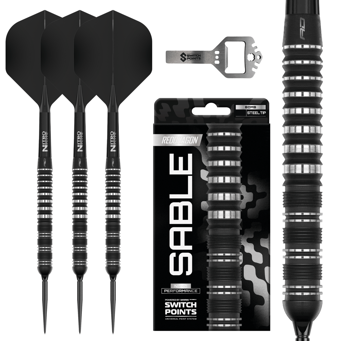 Red Dragon Sable Parallel Switch Point Steeldarts Verpackung