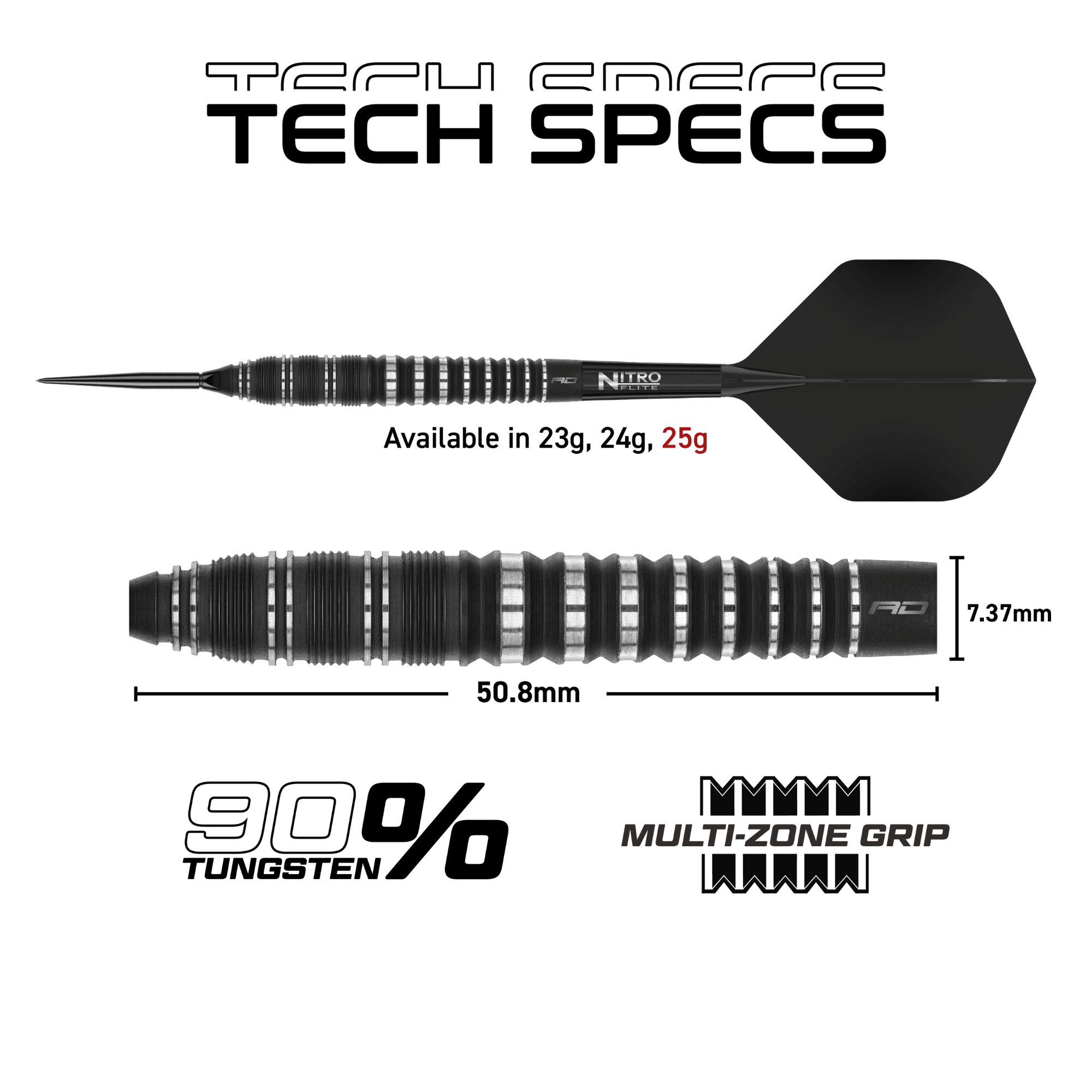 Red Dragon Sable Torpedo Switch Point Steeldarts Maße 25g
