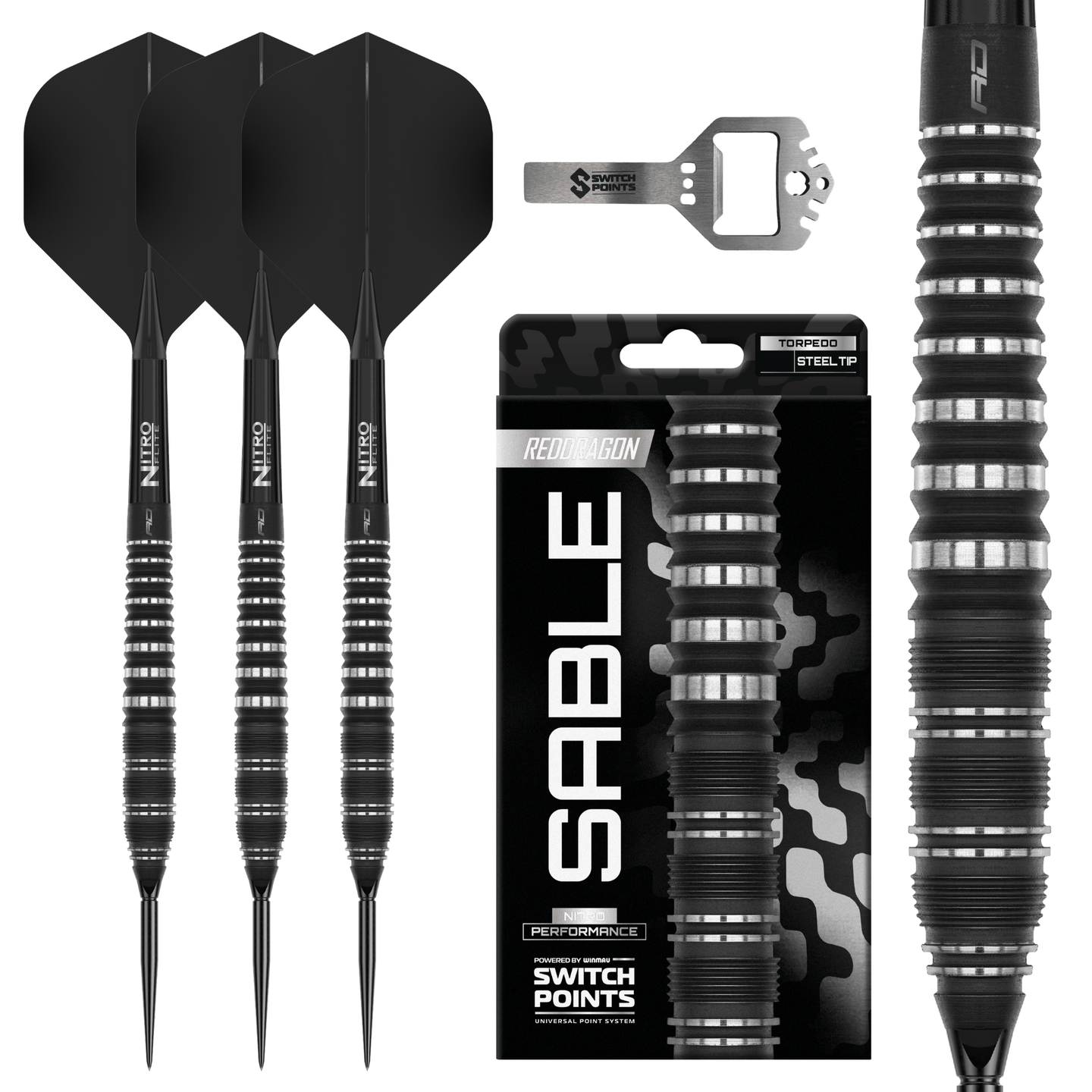 Red Dragon Sable Torpedo Switch Point Steeldarts Verpackung