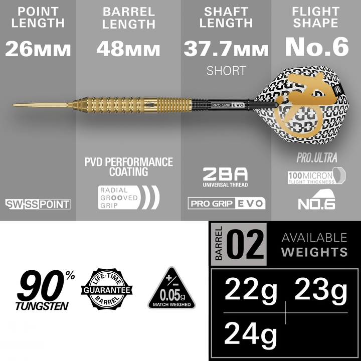 Target Bolide Envy 02 Swiss Point Steeldarts Maße
