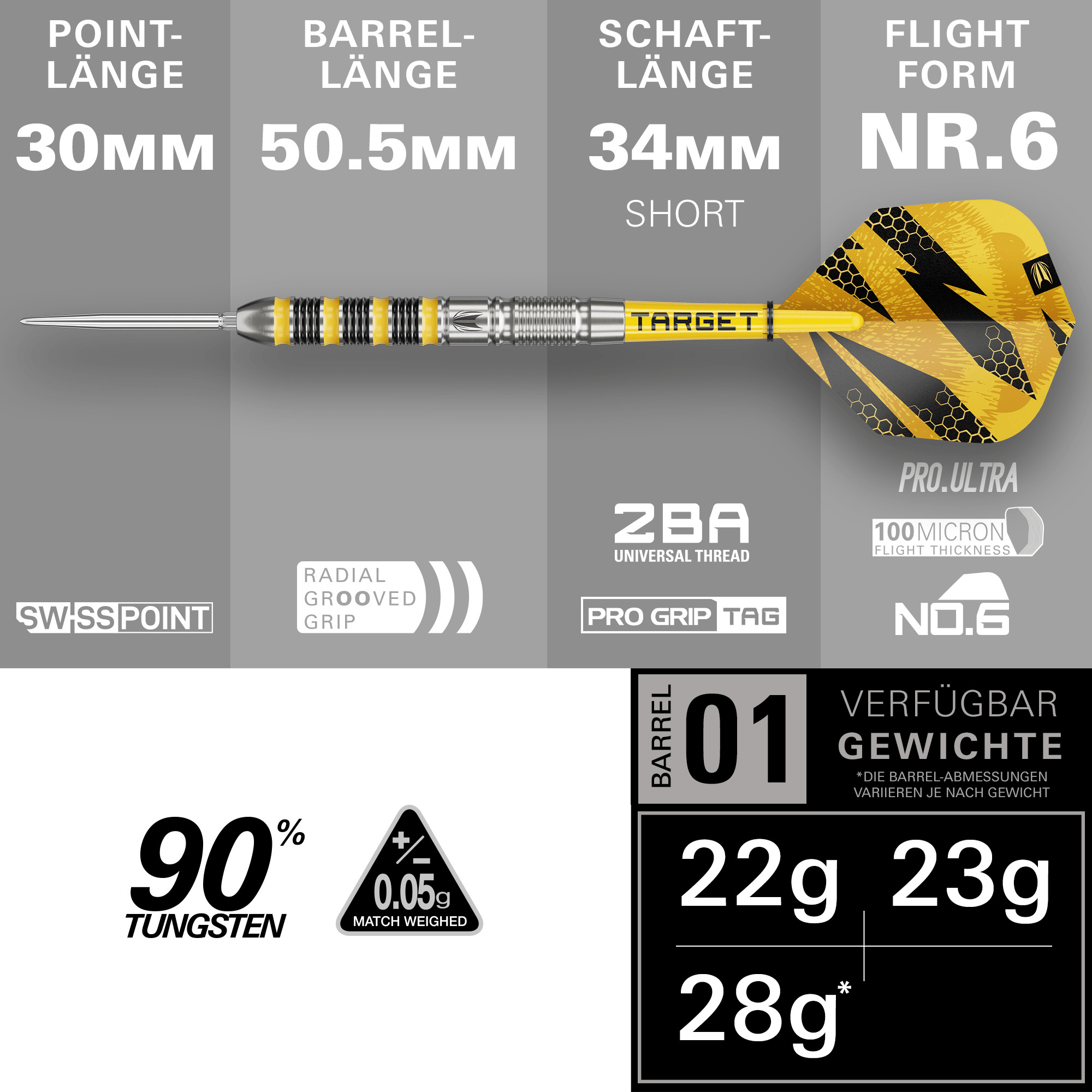 Target Buzz 01 Swiss Point Steeldarts Maße