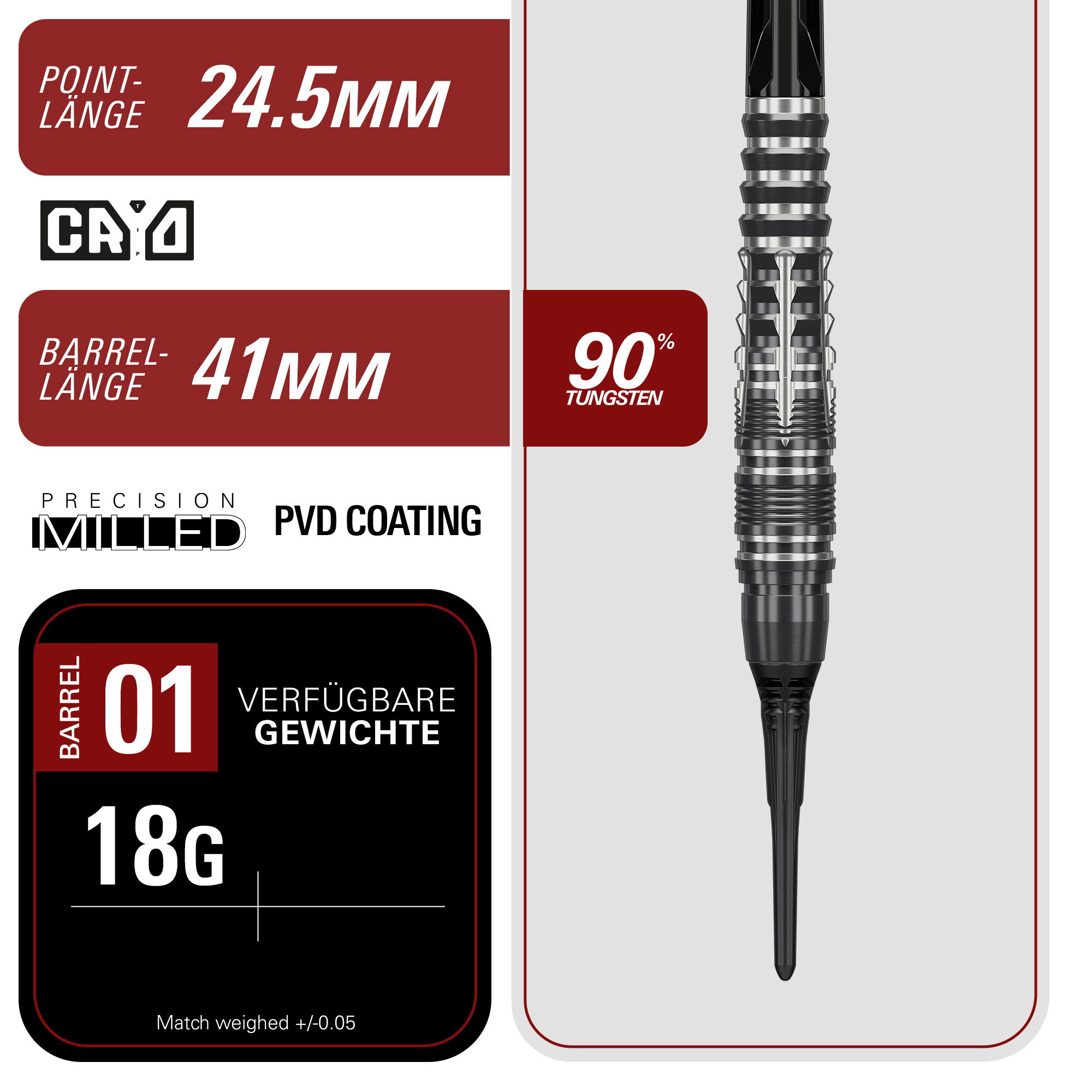 Target Japan Black Marque Blaze Softdarts Masse Point und Barrel