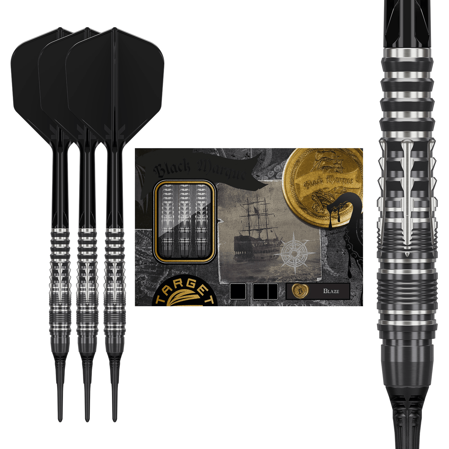 Target Japan Black Marque Blaze Softdarts Packungsinhalt