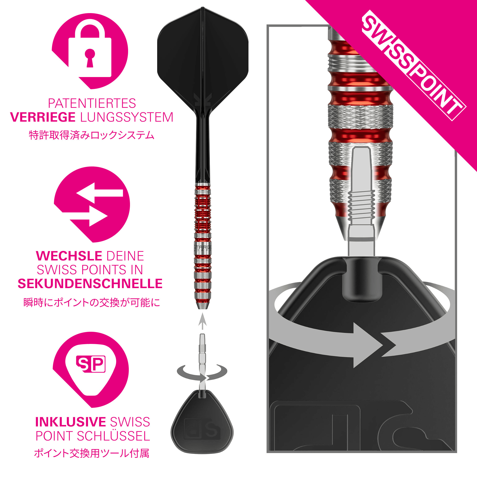 Target Japan Black Marque Spinel Swiss Point Steeldarts Details Swiss Point
