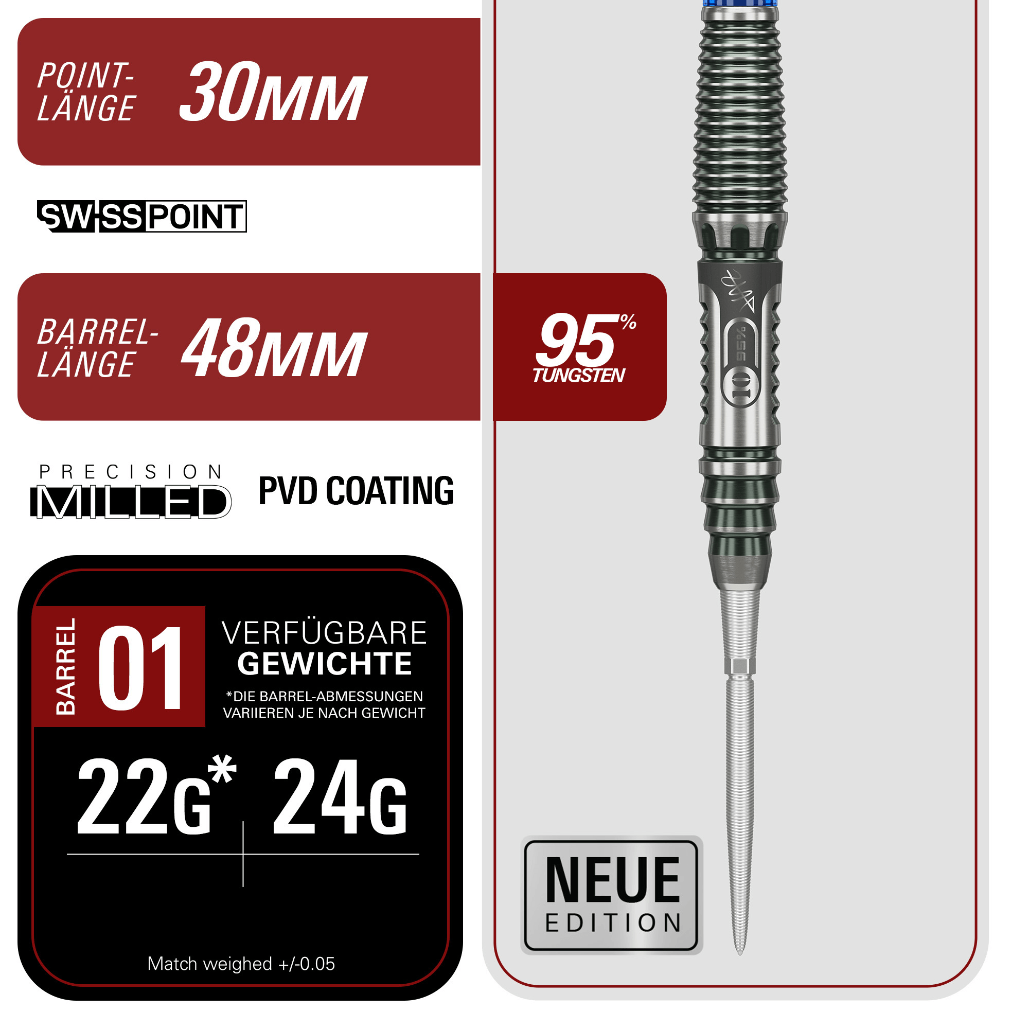 Target Japan Haruki Muramatsu Rising Sun Gen 10.5 Swiss Point Steeldarts Masse 24g