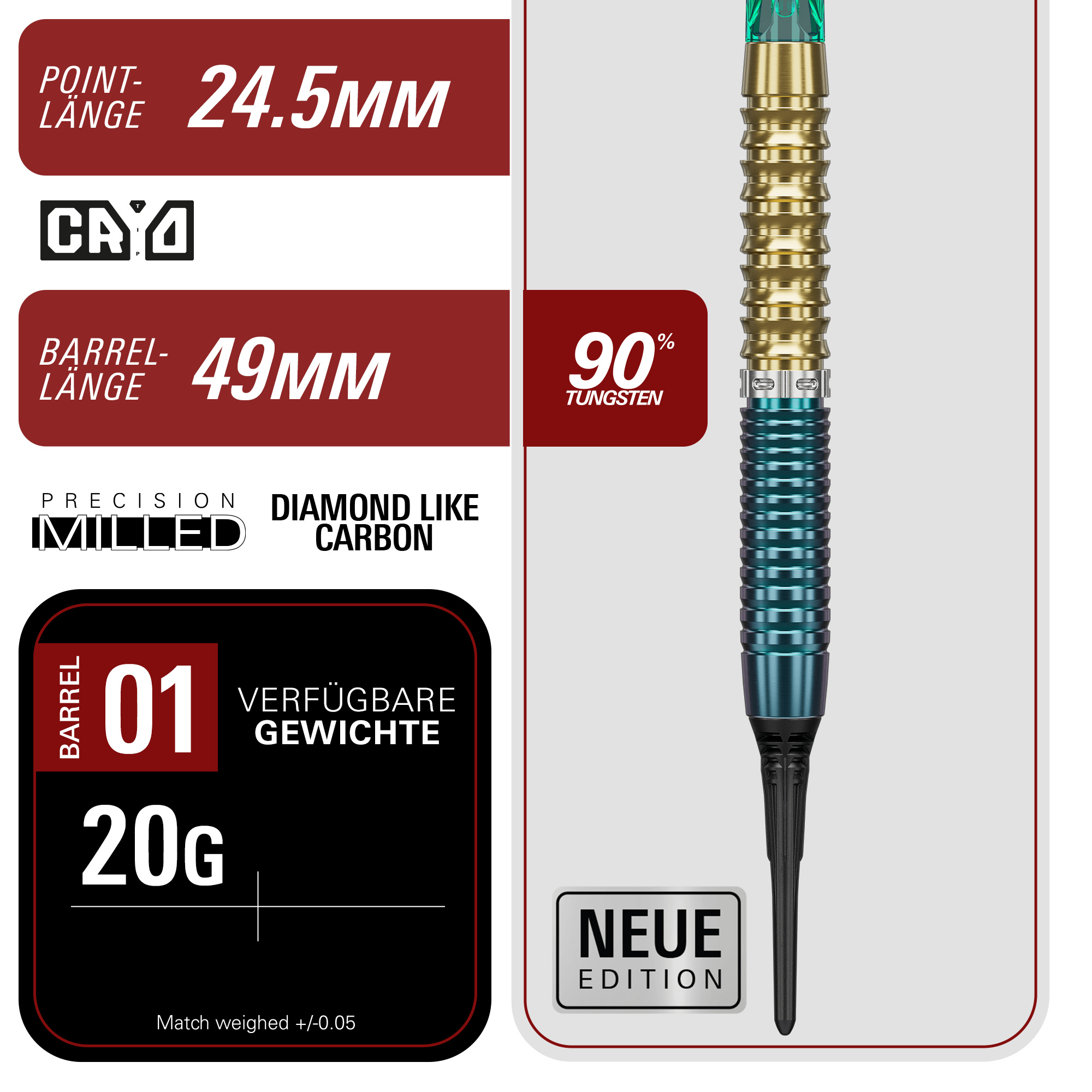 Target Japan Tung Suk Prime Series Zenith Gen 2.5 Softdarts Masse Point und Barrel