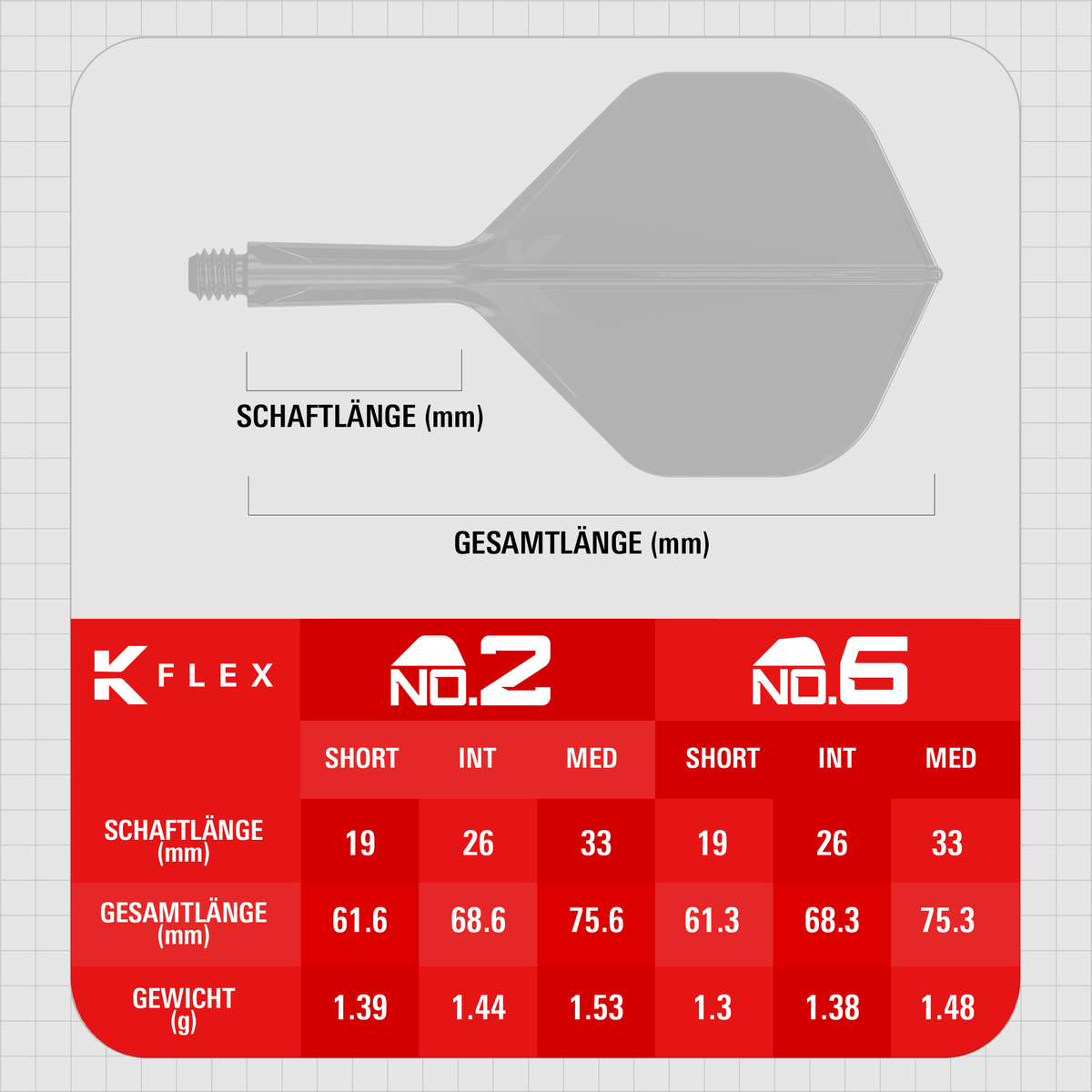Target K-Flex Flight NO2 - Rot Maße