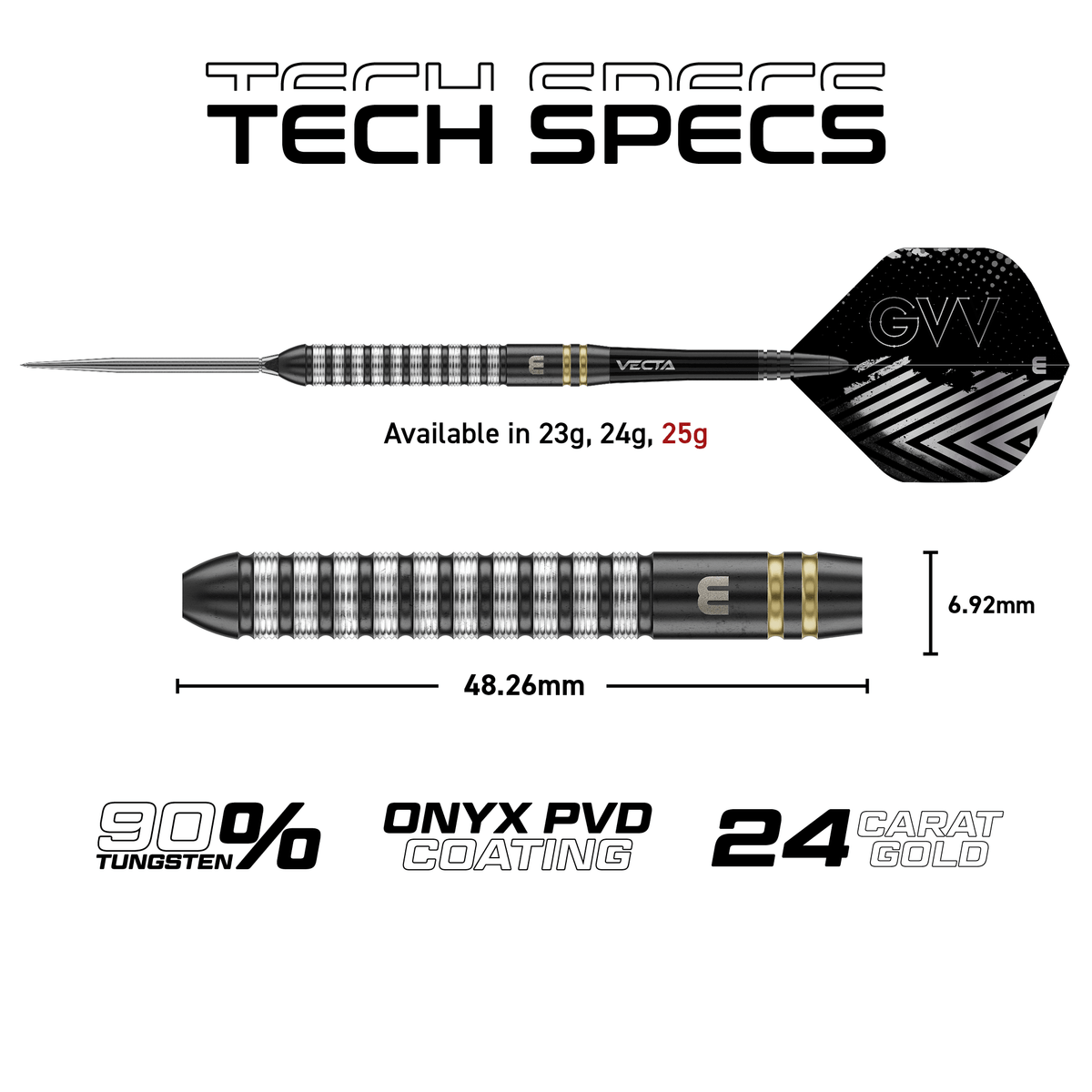 Winmau GVV TS Switch Point Steeldarts Maße 25g