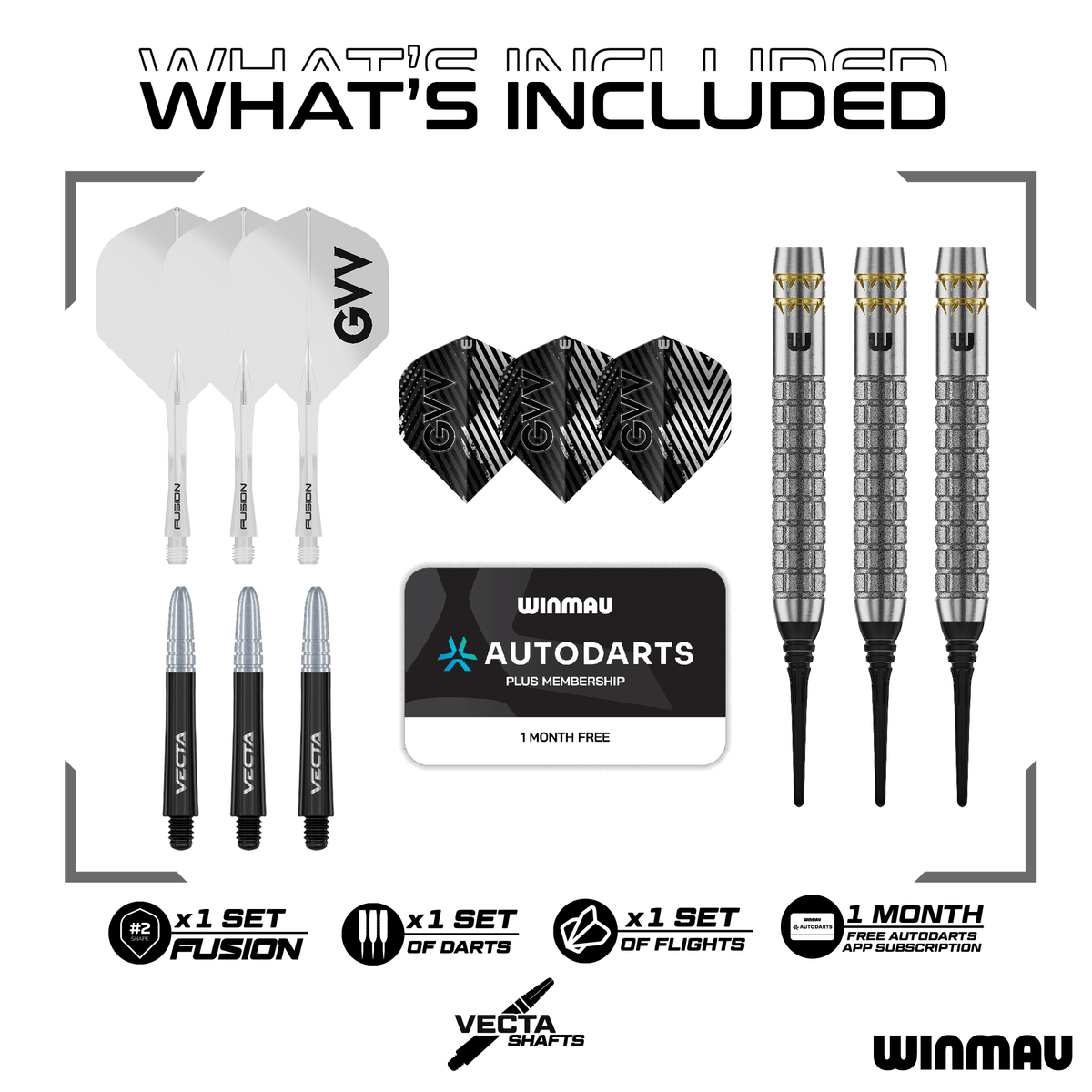 Winmau GVV W-MAX Softdarts Packungsinhalt