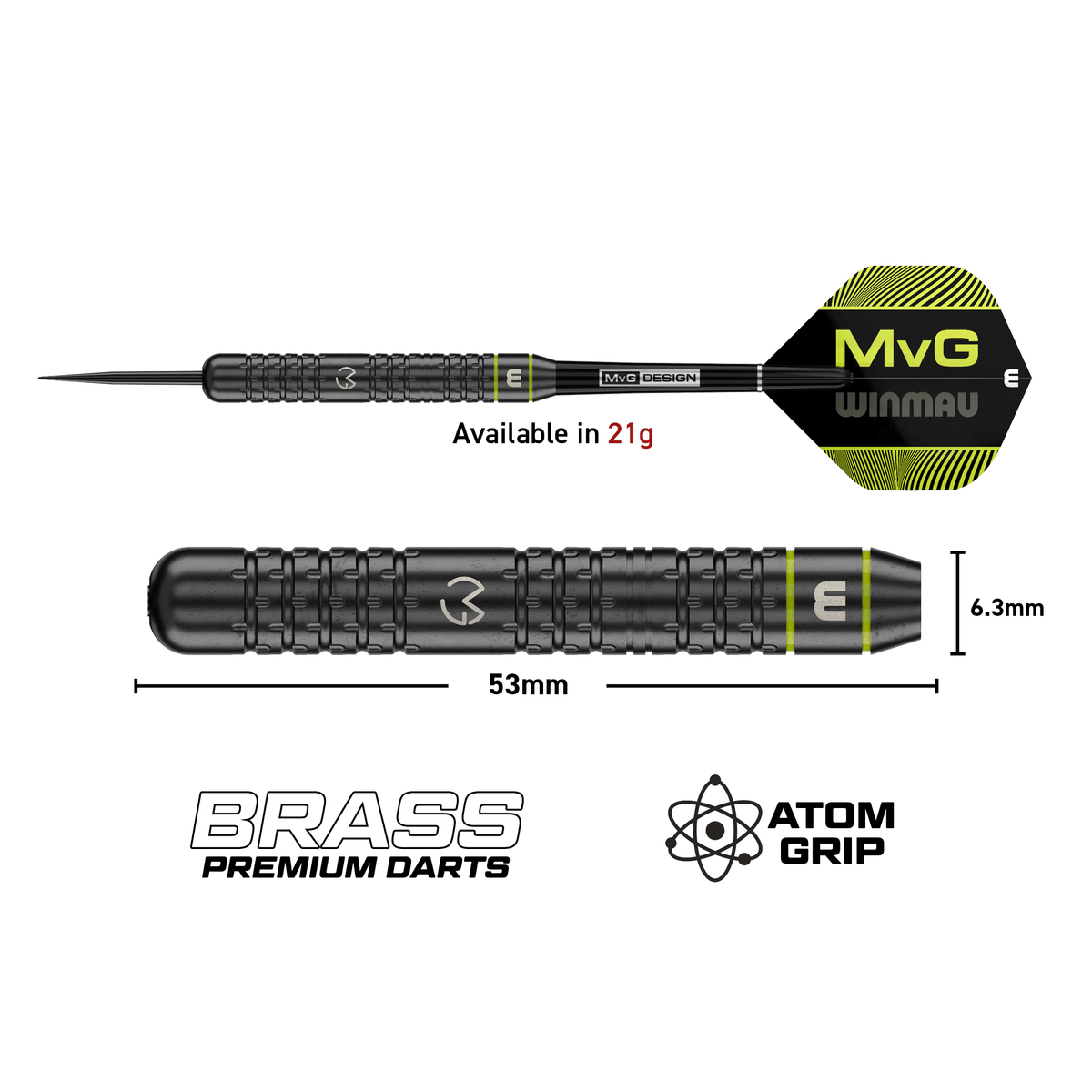 Winmau MVG Core Brass Steeldarts Maße