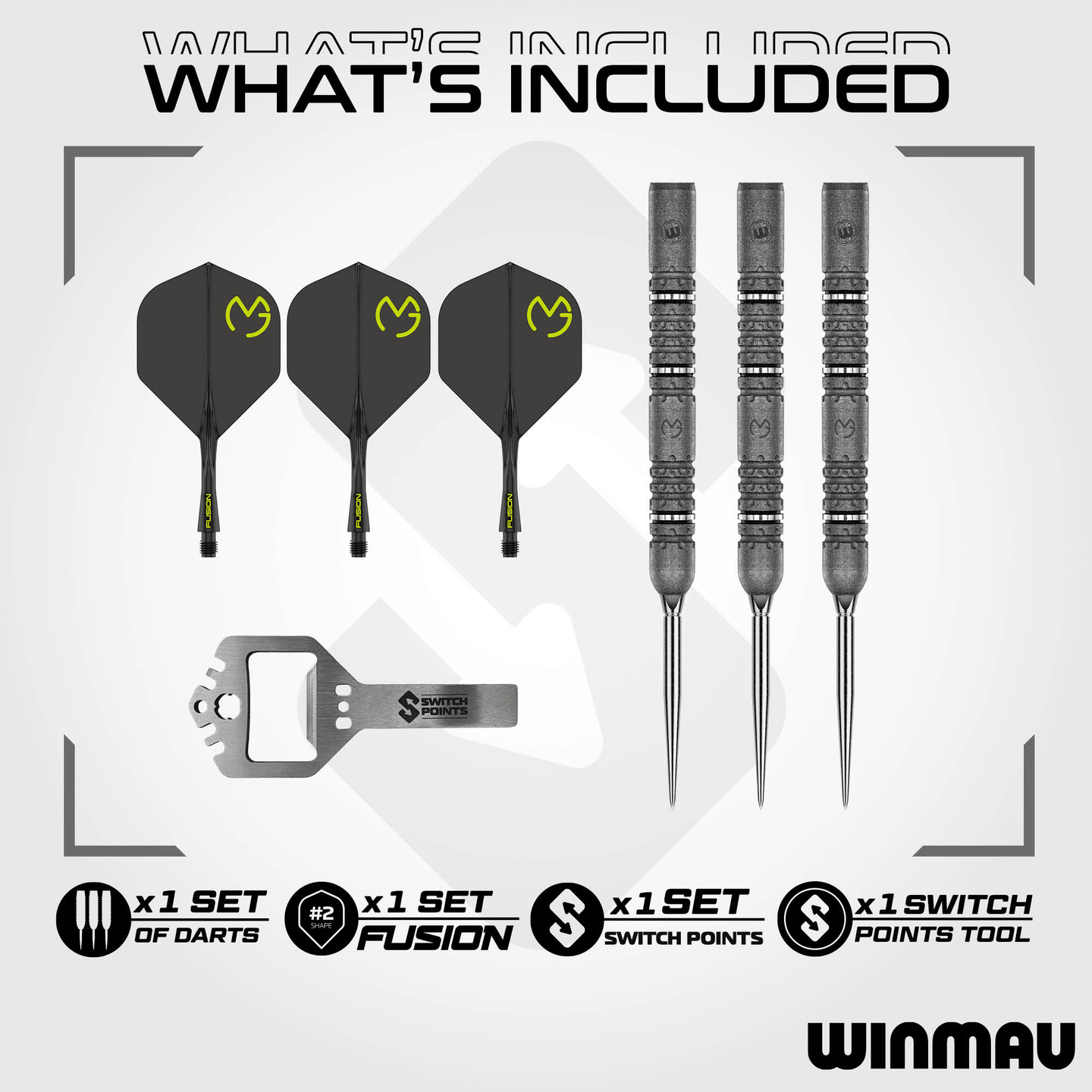 Winmau MVG Signature Edition Switch Point Steeldarts Packungsinhalt
