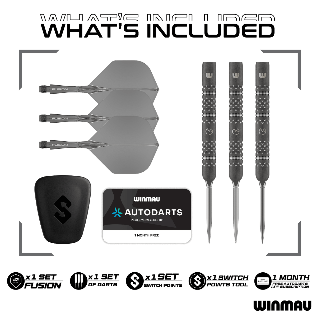 Winmau MVG TS-PRO Switch Point Steeldarts Packungsinhalt