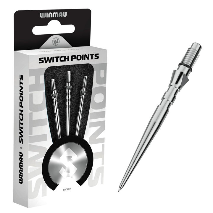 Winmau Switch Point Groove Silver Effect Spitzen Verpackung