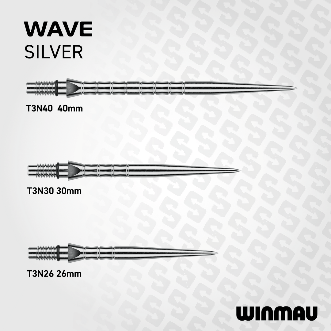 Winmau Switch Point Wave Silver Effect Spitzen Maße