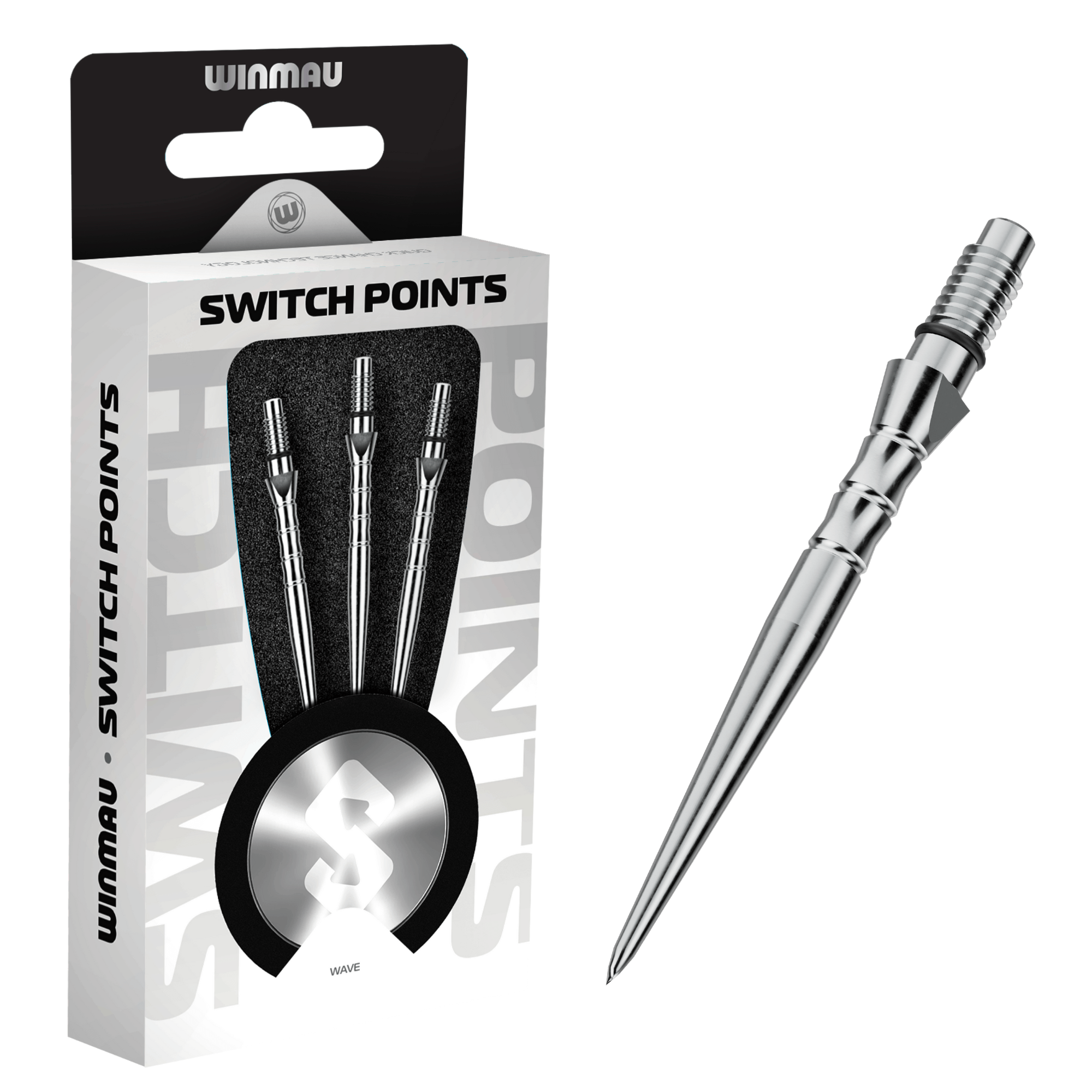 Winmau Switch Point Wave Silver Effect Spitzen Verpackung