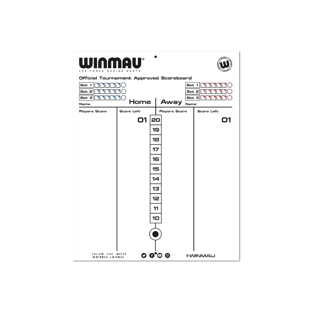 Winmau Dry Wipe Scoreboard Weiß